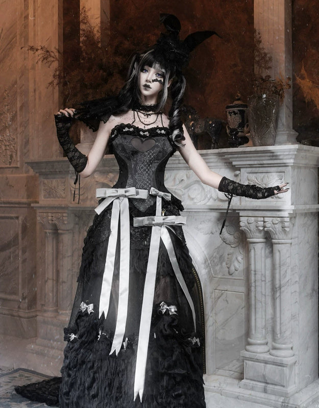 Cupid's box: rococo corset dress with fishbone bust – slim-fit halloween long dress