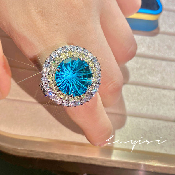 New Luxury Full Diamond Set Topaz Fireworks Cutting Necklace Colorful Treasure