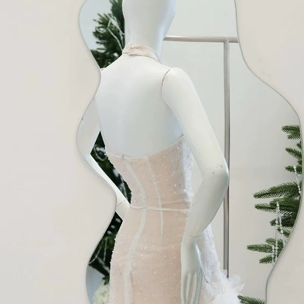 French chic floral halter dress - elegant & luxurious party gown