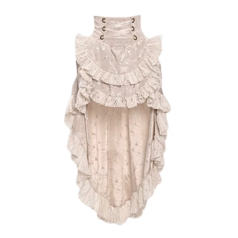 Original ◆ Broken ballet court flutter sleeve jacquard tie-up boned bodycon top - perfect for halloween & christmas