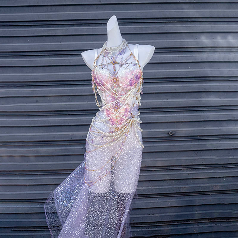 Blue and pink heavy industry mermaid princess scale bra xishuangbanna travel photography photo costume halloween clothes