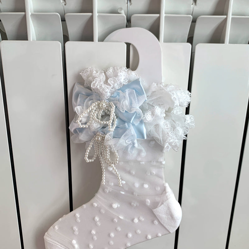 Fashion niche design chaos thin Japanese pearl pendant polka dot dot single case glass silk stacking socks