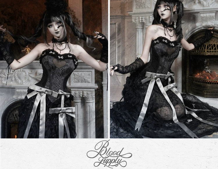 Cupid's box: rococo corset dress with fishbone bust – slim-fit halloween long dress