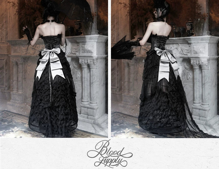 Cupid's box: rococo corset dress with fishbone bust – slim-fit halloween long dress