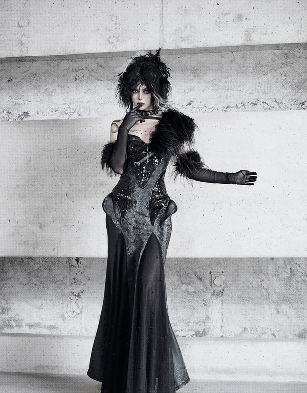 Original ◆ Snake eyes shadow snake pattern stretch gothic suspender dress dress mermaid dress christmas halloween dress