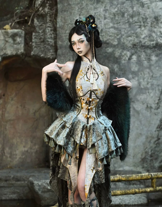 Spring Dragon Festival New Chinese-style disc buckle slim fish bone elastic waist girdle waist seal Christmas