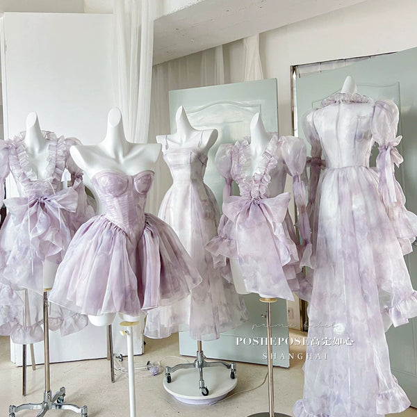High-end custom-made iris heart thoughts·her lifelong dream jade smoky purple birthday dress