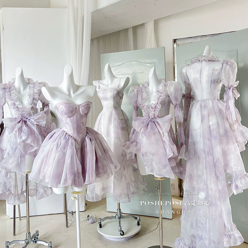 High-end custom-made iris heart thoughts·her lifelong dream jade smoky purple birthday dress