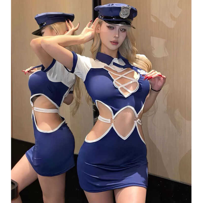 Spice Girl Temperament Hollow Cross Strap Hip Wrap Skirt Halloween Navy Sailor Uniform Loungewear Suit