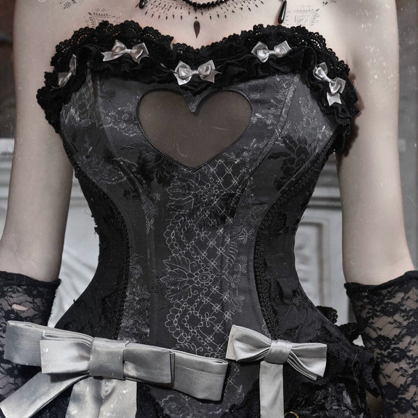 Cupid's box: rococo corset dress with fishbone bust – slim-fit halloween long dress