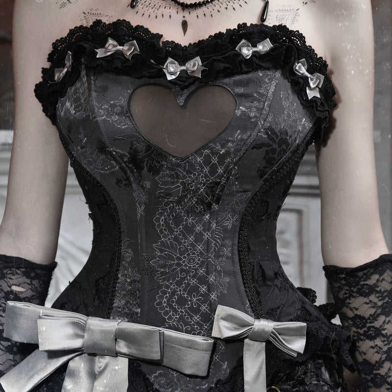 Cupid's box: rococo corset dress with fishbone bust – slim-fit halloween long dress
