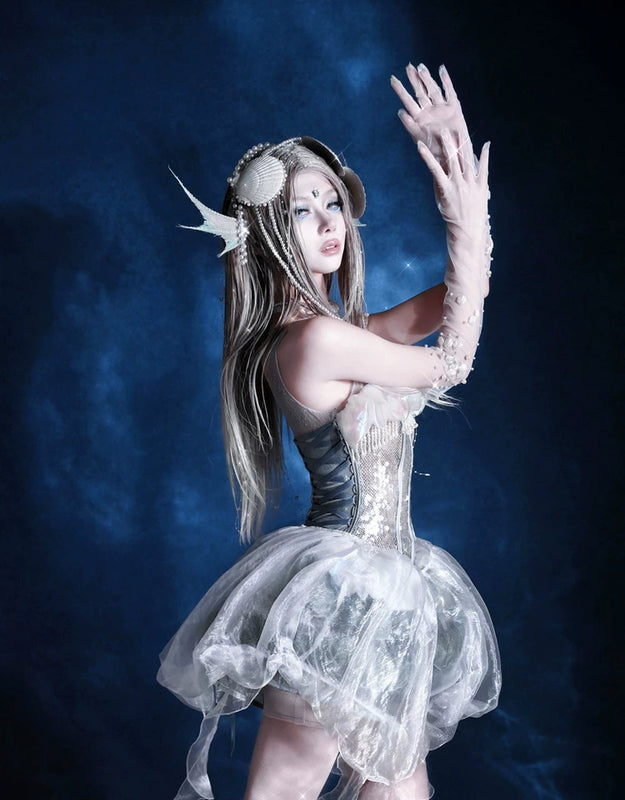 Heavy Industry Sequins Polarized Fishbone Jellyfish Holiday Dress Christmas