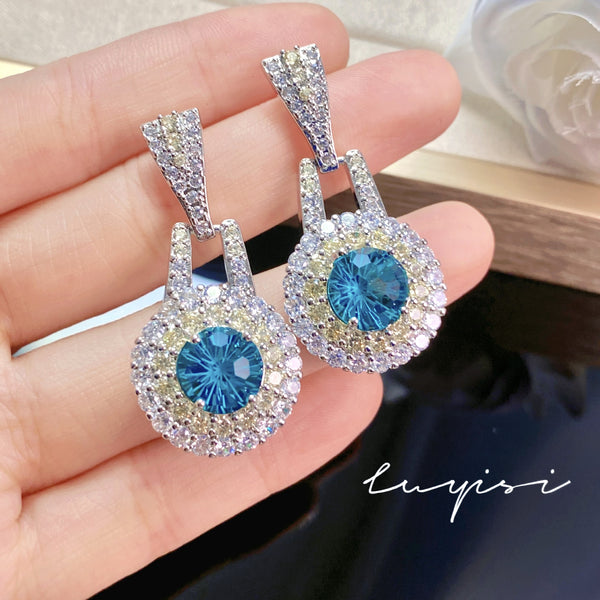 New Luxury Full Diamond Set Topaz Fireworks Cutting Necklace Colorful Treasure