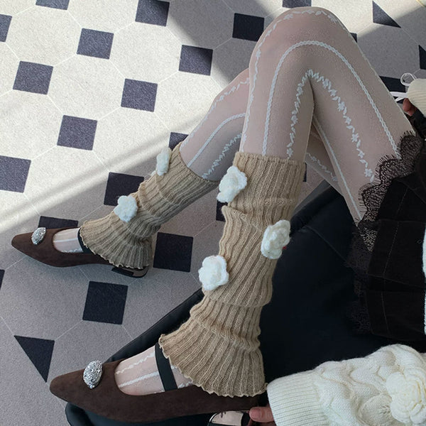 Left Bank Salon Grade Reproduction Murray Khaki Knitted Stacking Socks Cover Winter Stacked Milk White Pantyhose Female DF