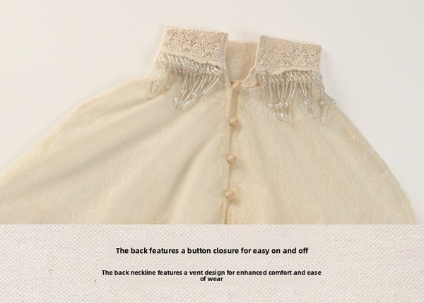 Lace cropped capelet top - christmas design, court style blouse