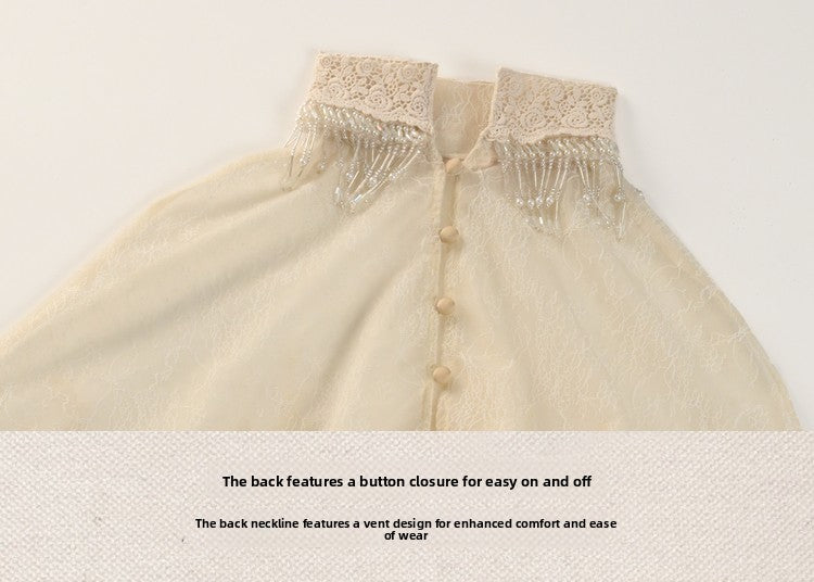 Lace cropped capelet top - christmas design, court style blouse