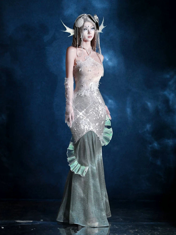 Mermaid Seaside Vacation Heavy Industry Sequins Polarized Fishtail Dress Christmas Dress Birthday Party Dress