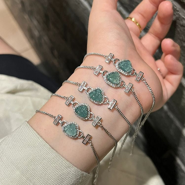 New Chinese style small wealth blue water Buddha public bracelet women's vintage new Chinese niche design high-end jewelry