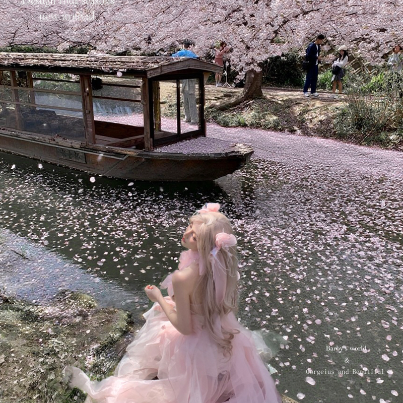 Pink off-the-shoulder bandeau dress - romantic french fairy princess dress