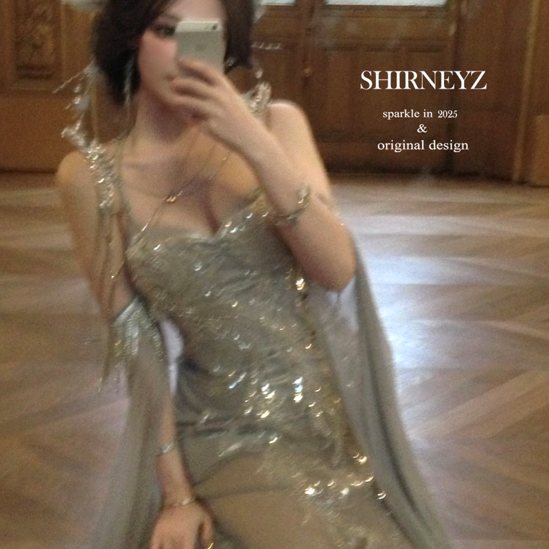 Silver slimming sexy dress full diamond split goddess maxi dress