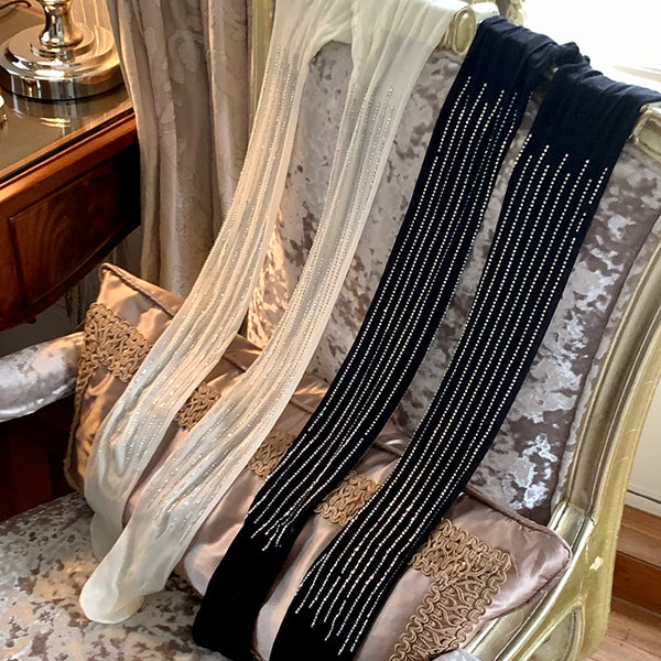 Fashion niche ins super fire sexy grid bulingbuling custom flash diamond pantyhose flash diamond women