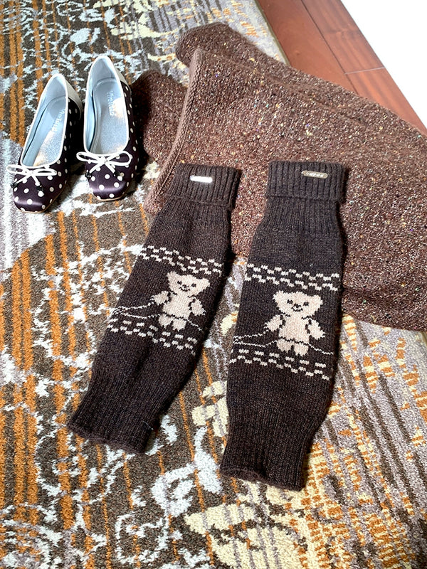 Fashion niche design Dongdaemun same cartoon autumn and winter knitted socks cover long tube thickened warm leg cover