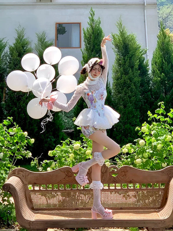 Fashion niche girl heart dark pattern lace calf socks spring and summer ultra-thin Korean girl medium tube socks