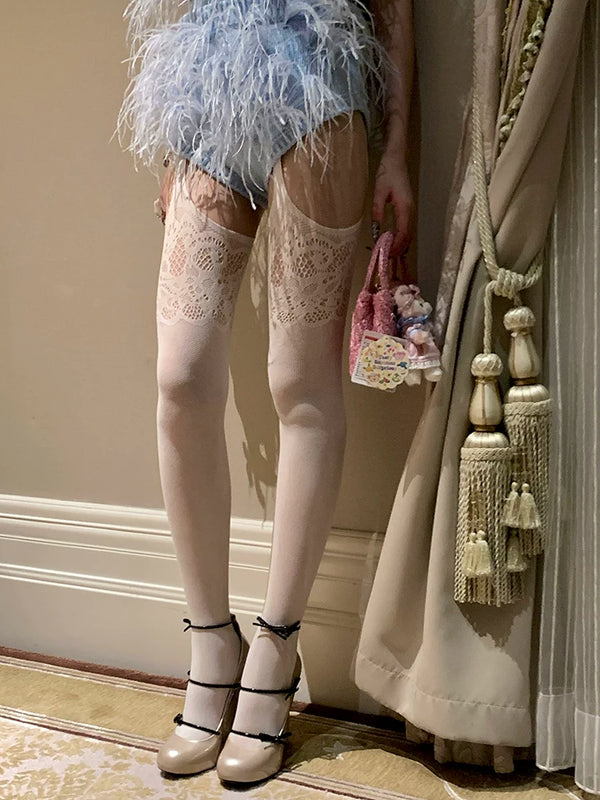 Fashion Japanese Sexy Suspender Socks Seamless High Elastic Mesh Stockings Anti-Hooking Leggings Pure Desire Black