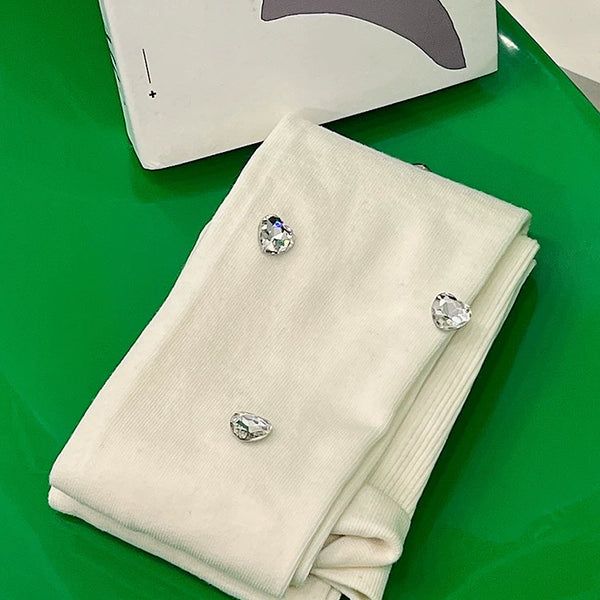 Fashion original niche design rhinestone love Japanese velvet thickened leggings women's white pantyhose