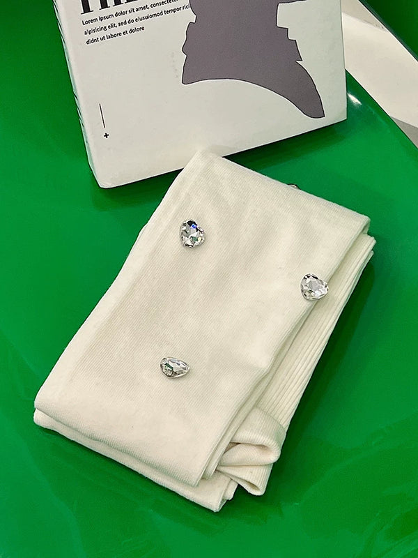 Fashion original niche design rhinestone love Japanese velvet thickened leggings women's white pantyhose