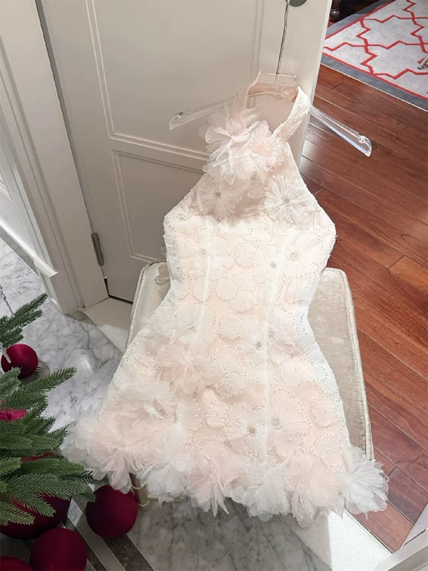 French chic floral halter dress - elegant & luxurious party gown