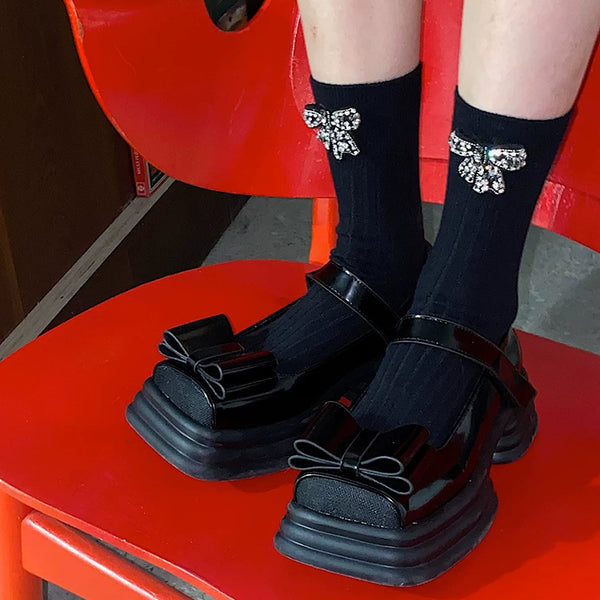 Collection grade! Exquisite full score, original designer fashion handmade bow bead socks calf socks