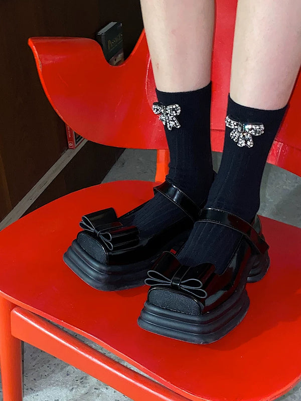 Collection grade! Exquisite full score, original designer fashion handmade bow bead socks calf socks