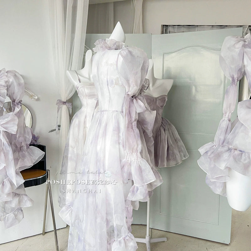 High-end custom-made iris heart thoughts·her lifelong dream jade smoky purple birthday dress