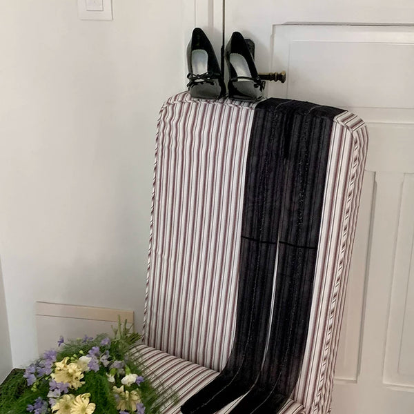 Fashion niche royal sister long legs vertical line stockings shrimp line black silk cross sexy pantyhose women's thin