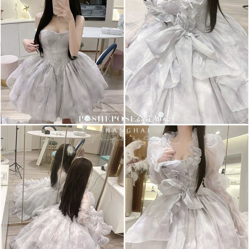 High-end custom-made iris heart thoughts·her lifelong dream jade smoky purple birthday dress