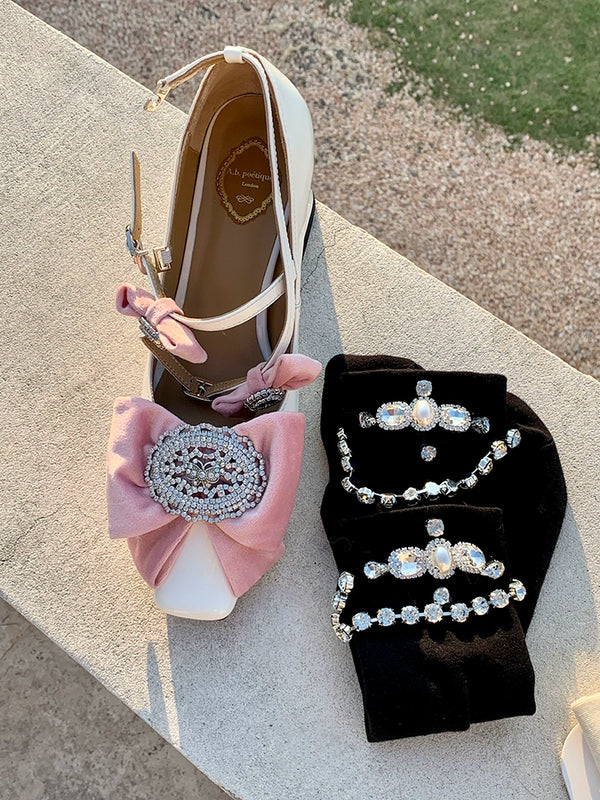 Fashion niche spring and summer new heavy industry rhinestone chain tube socks girl heart gray simple and sweet