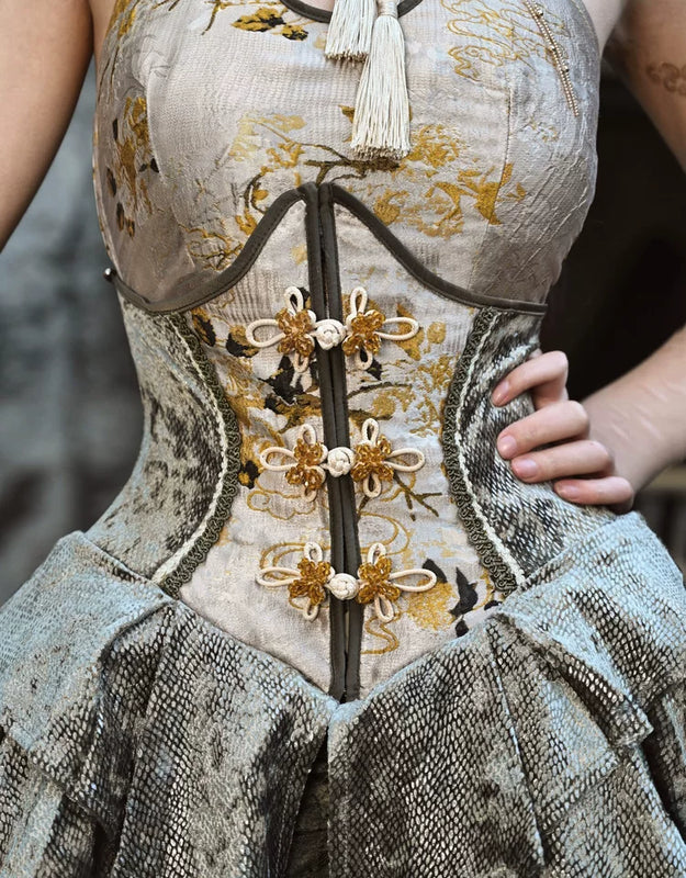 Spring Dragon Festival New Chinese-style disc buckle slim fish bone elastic waist girdle waist seal Christmas