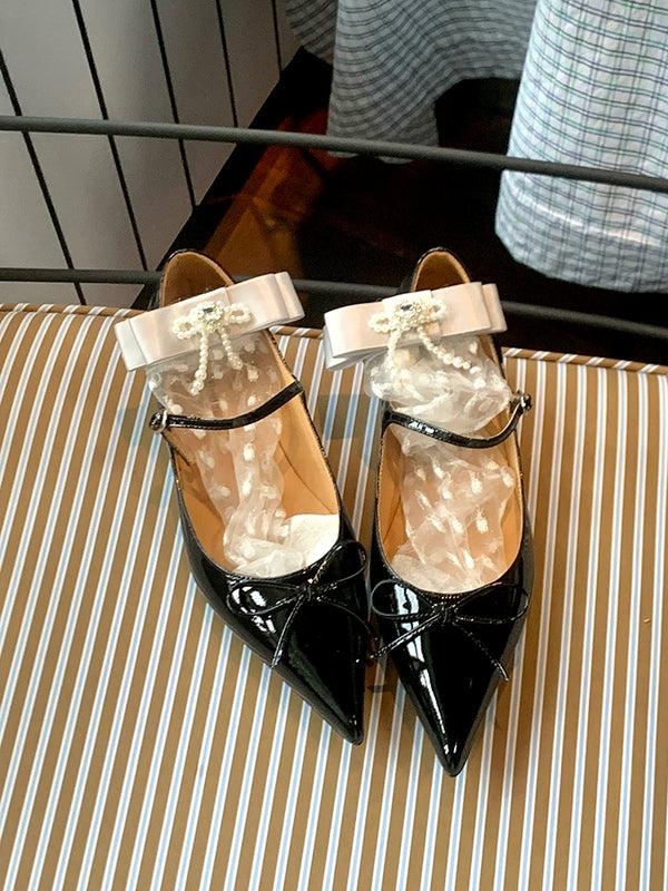 Fashion niche design pearl bow breathable jacquard socks versatile medium tube sweet beautiful women socks stacking socks