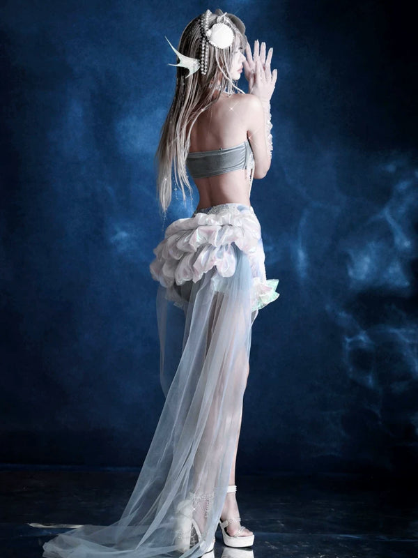 Siren's Call Mermaid Dress Island Vacation Bead Trailing Skirt Christmas