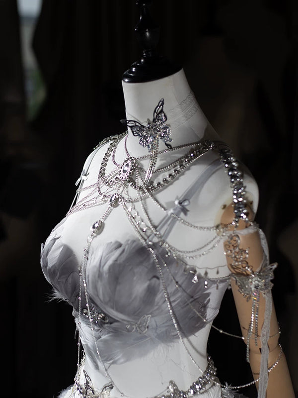 Electronic music festival european and american dj nightclub bar disco performance ds performance angel photo feather suit