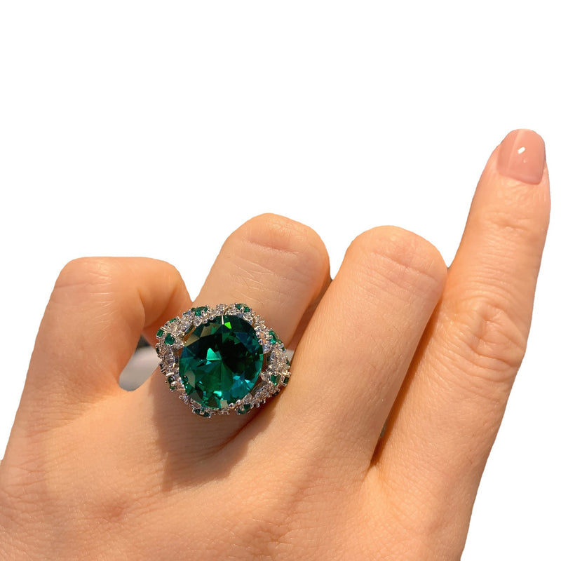 Zhuang Shengsheng Jewelry European and American Color Treasures European and American Popular Temperament Jewelry Retro Ring Main Stone 12 * 14