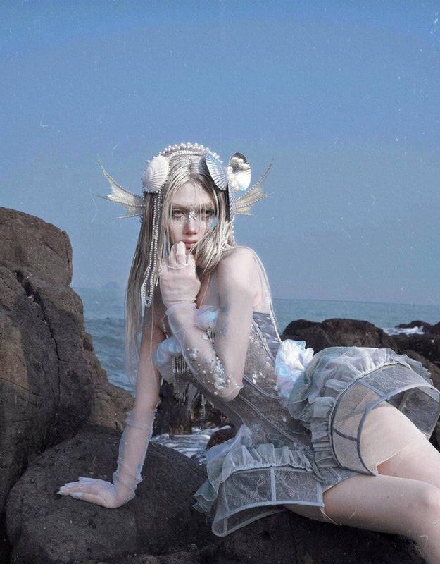 Heavy Industry Sequins Polarized Fishbone Jellyfish Holiday Dress Christmas