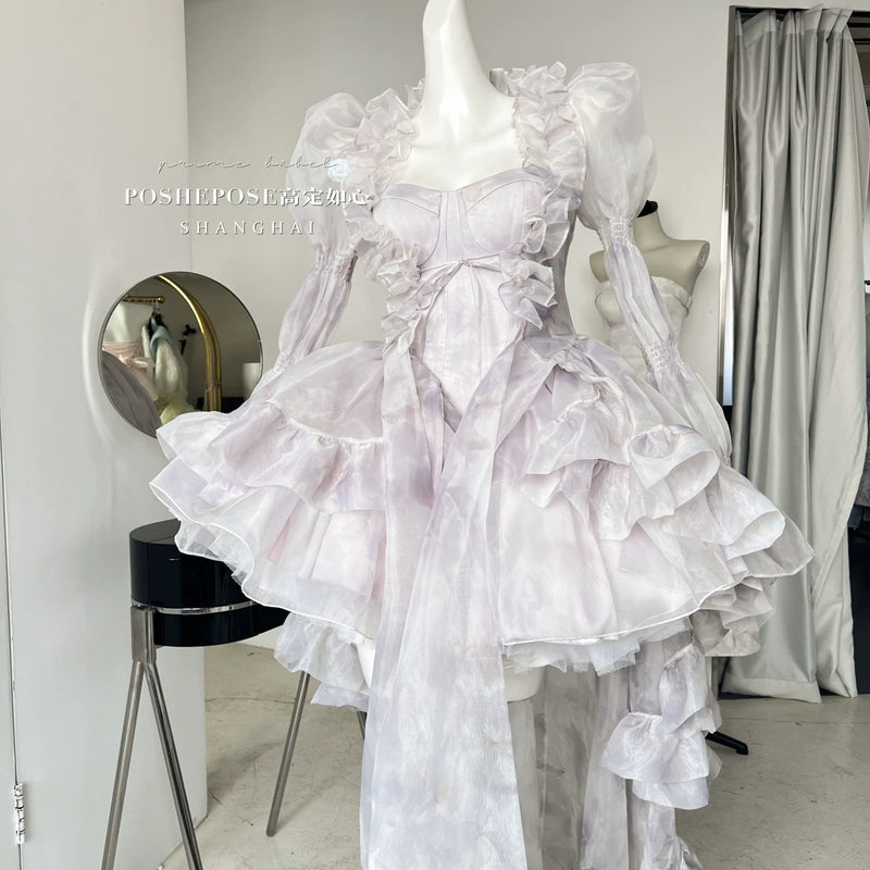 High-end custom-made iris heart thoughts·her lifelong dream jade smoky purple birthday dress