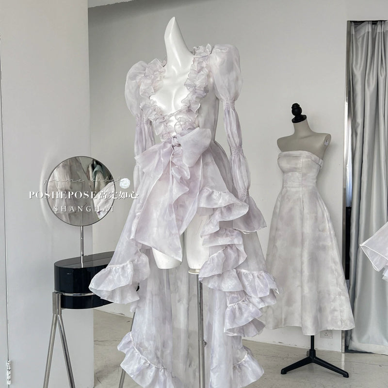 High-end custom-made iris heart thoughts·her lifelong dream jade smoky purple birthday dress