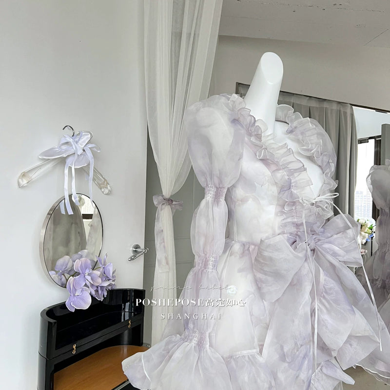 High-end custom-made iris heart thoughts·her lifelong dream jade smoky purple birthday dress