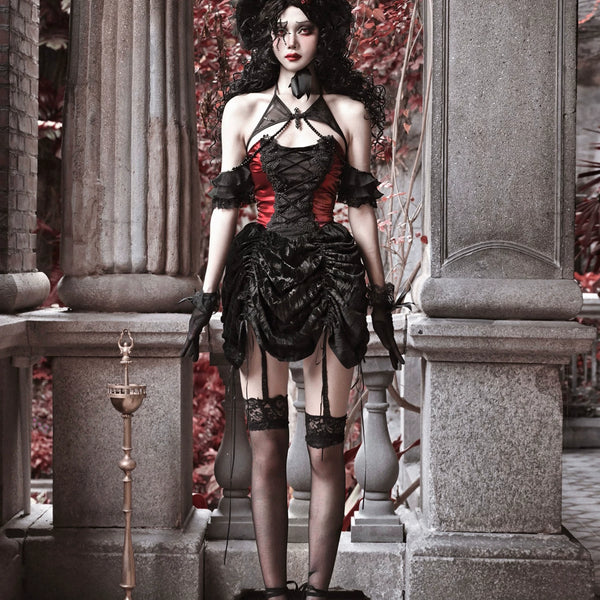 Duchess gothic spiderweb heavy industry court slimming strap dress christmas