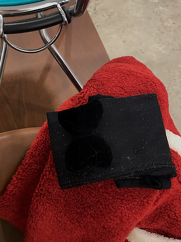 Fashion original niche design pearlescent polka dot black stockings girl bow versatile bare leg socks artifact