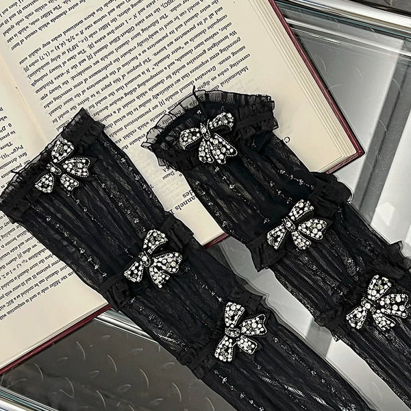 Fashion original niche design thin mesh socks women's stacking socks cute tube socks black student socks