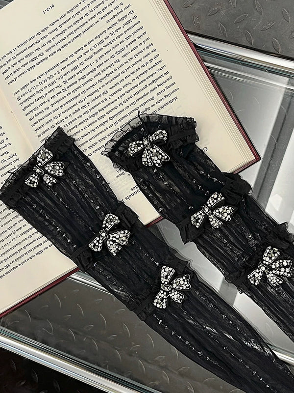 Fashion original niche design thin mesh socks women's stacking socks cute tube socks black student socks